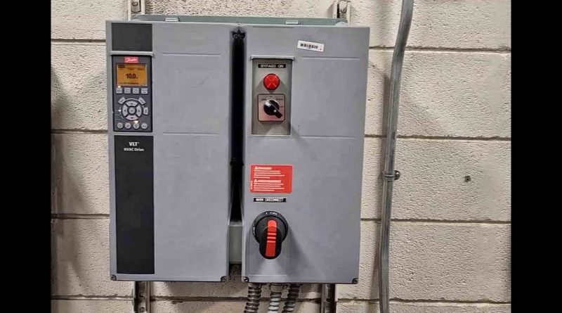 A Danfoss Variable Frequency Drive (VFD), a state-of-the-art motor control technology, showcasing energy efficiency and advanced features.